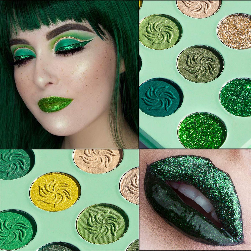 Afflano pans close-up showing creamy texture and intense green pigment payoff
