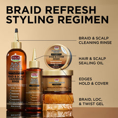 African Pride used on freshly braided hair for long-lasting neat braids
