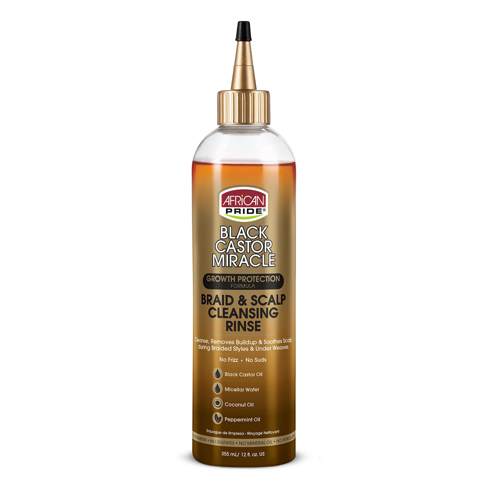 African Pride front bottle showing label and benefit of gentle cleanse