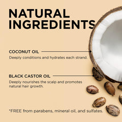 African Pride side label close-up listing black castor and coconut oils