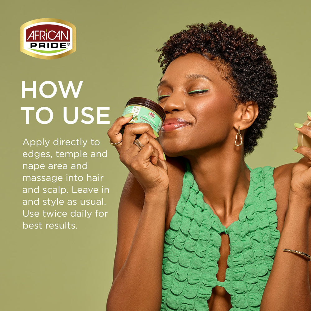 African Pride jar held in hand showing portable 4oz size and convenience