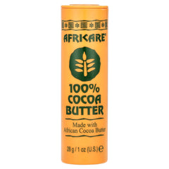 Africare cocoa butter front tin showing product label and compact size benefit