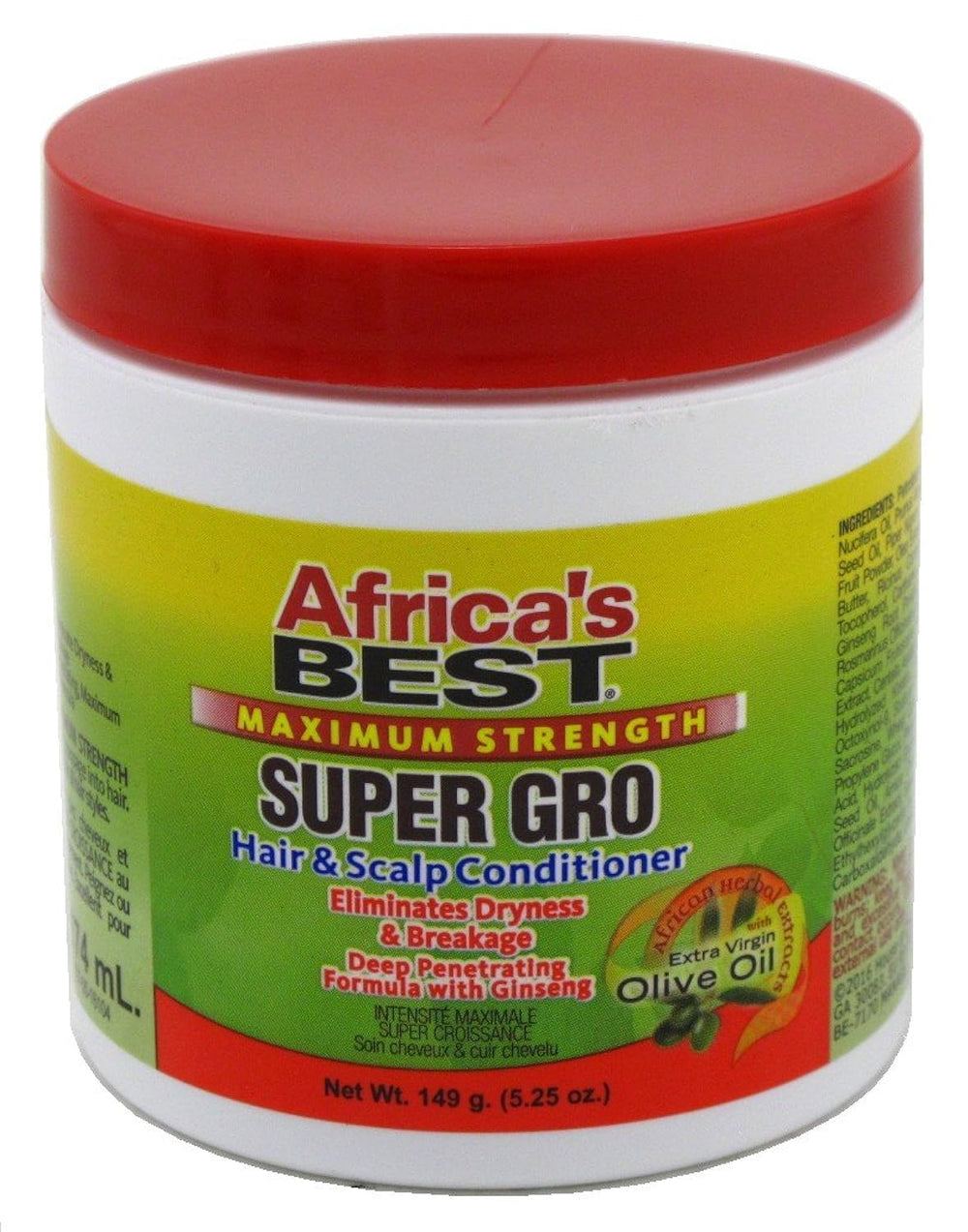Africa's Best front packaging showing product jars and benefits for moisturized hair
