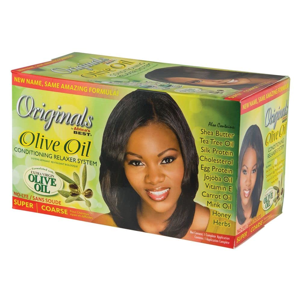 Originals by Africa's Best front packaging showing complete no-lye relaxer kit and benefits
