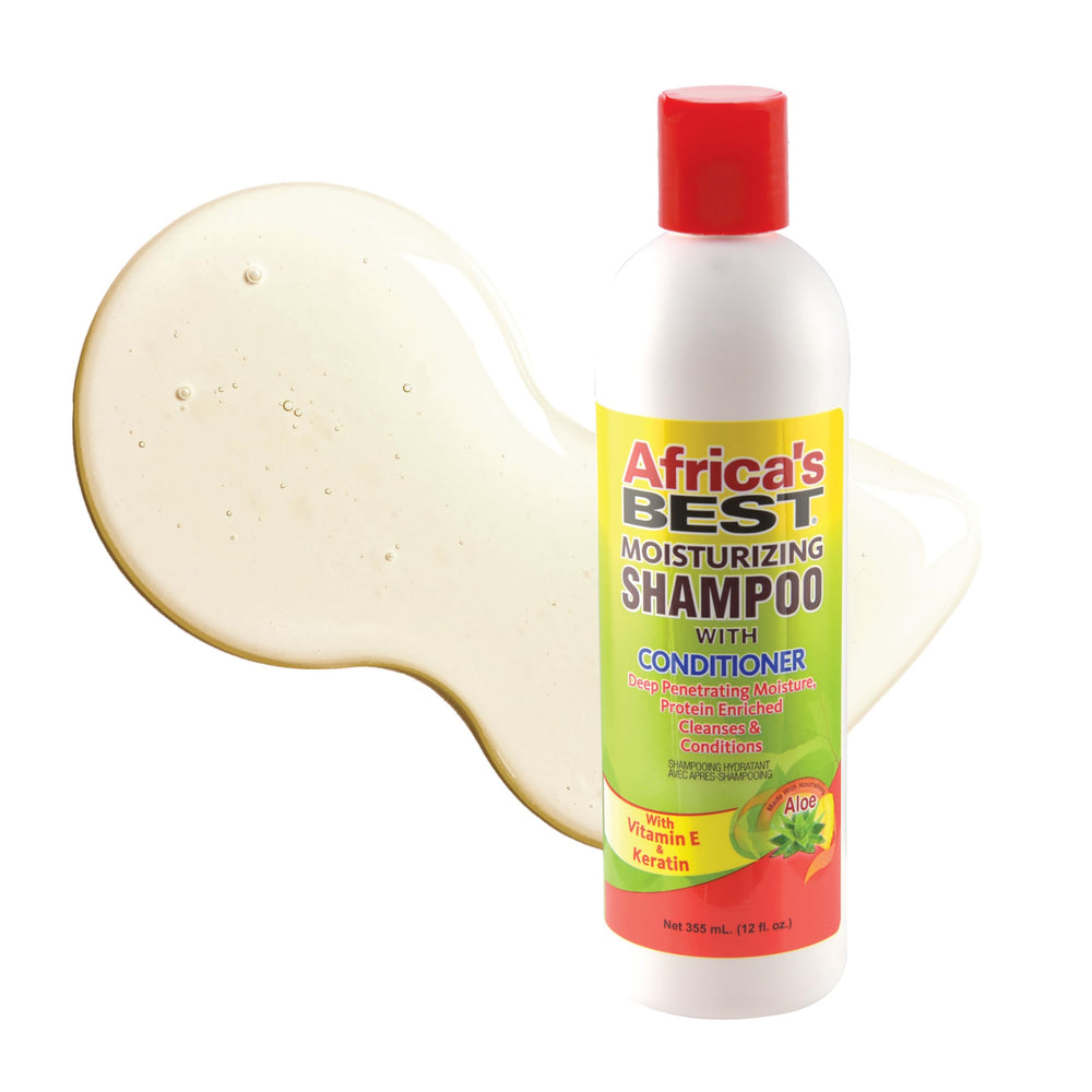 Close-up of Africa's Best creamy lather and ingredient list highlighting moisture and protein benefits