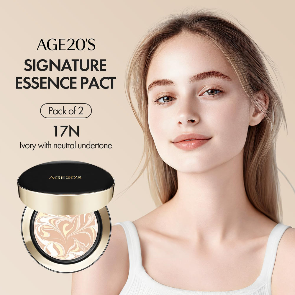 AGE20'S label close-up showing SPF 50+ protection and ingredient focus