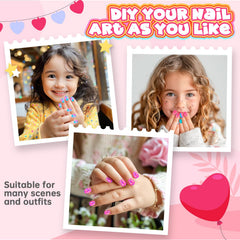 AGGKKY kid wearing mixed-pattern nails, shows colorful outfit coordination