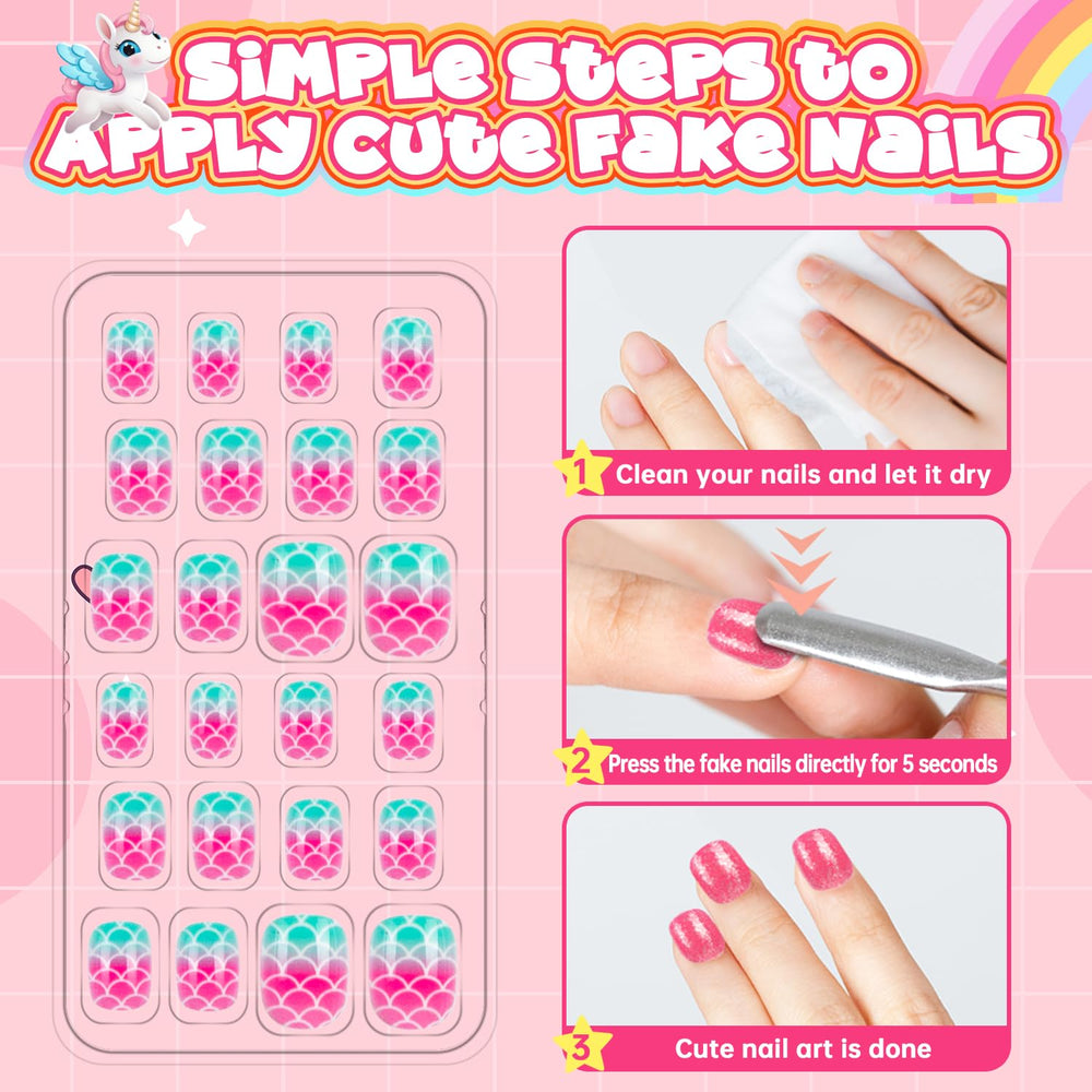 AGGKKY nails in hand application demonstrating easy press-on use for kids