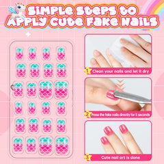 AGGKKY nails in hand application demonstrating easy press-on use for kids