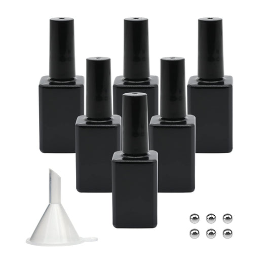 Agidea front view of six black glass bottles showing compact pack and portability benefit