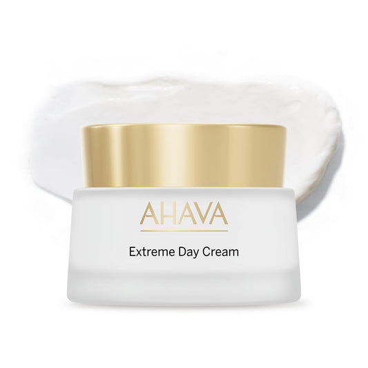AHAVA front jar showing label and silky finish, highlights firming effect