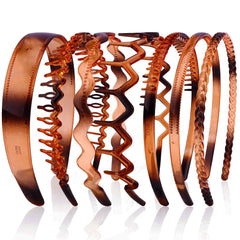 AHONEY front view of seven amber headbands showing full set and color, practical storage