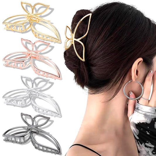 AHONEY front view of four butterfly bow clips showing colors and design benefit: easy outfit coordination