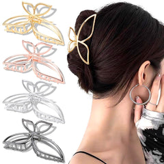 AHONEY front view of four butterfly bow clips showing colors and design benefit: easy outfit coordination