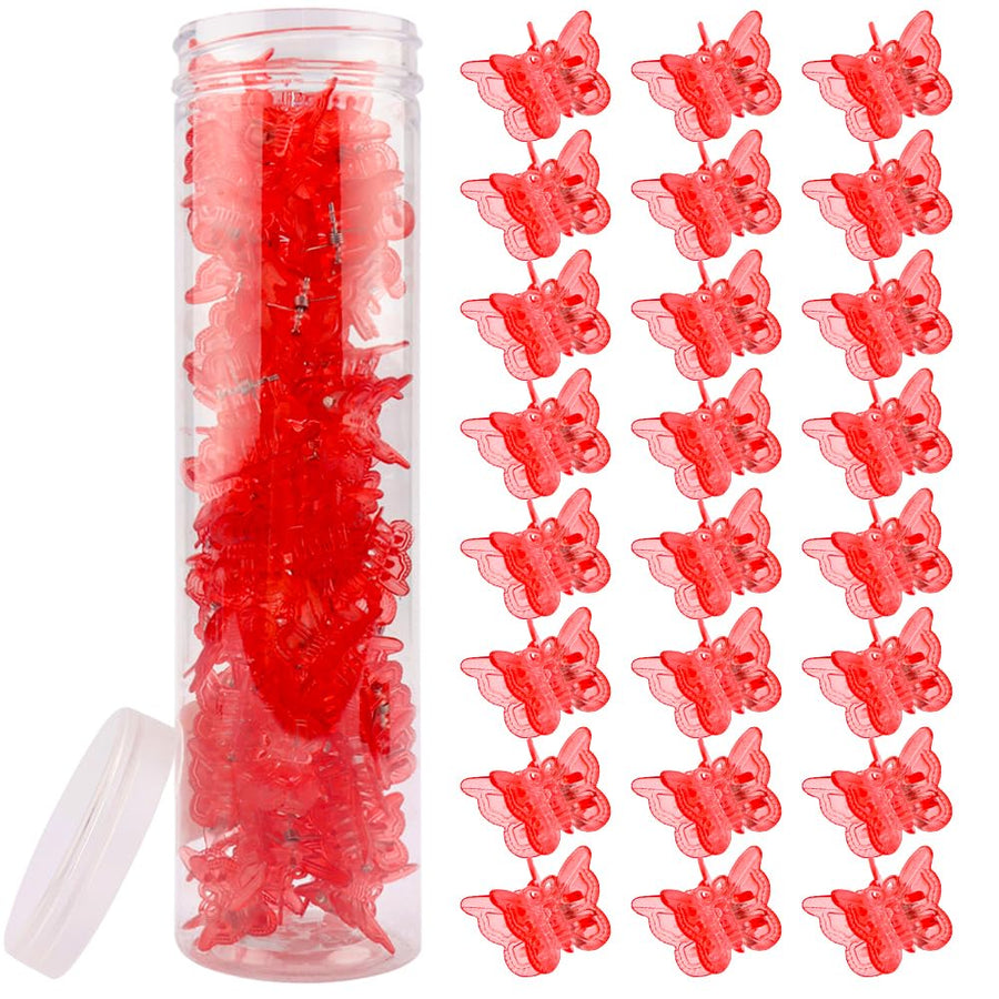 AHONEY boxed set of 60 red butterfly clips showing neat packaging and convenience
