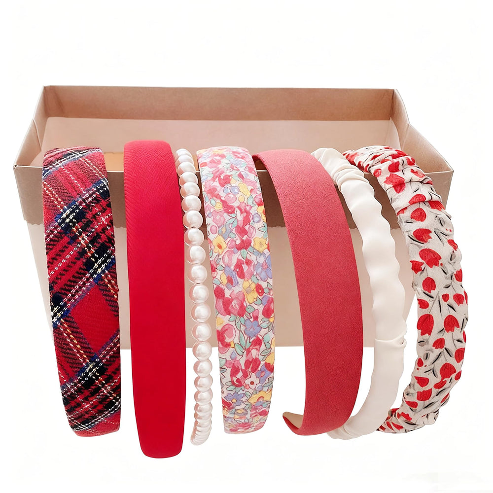 AHONEY front packaging showing seven red headbands and versatile styles