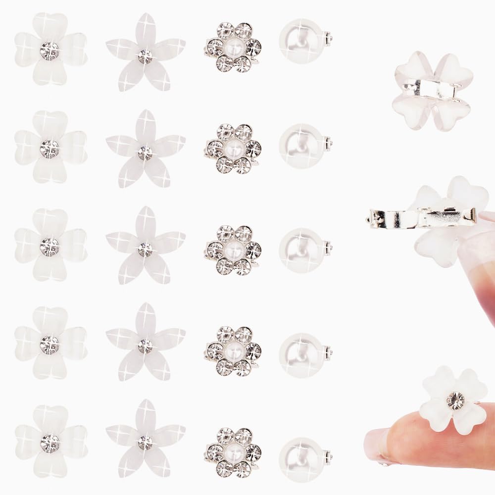 AHONEY front view of 20-piece white mini clips set, easy styling