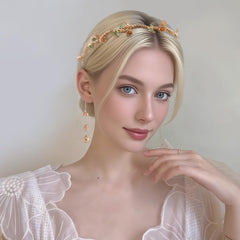 AHONEY bridesmaid wearing headband in half-up hairstyle for cohesive styling