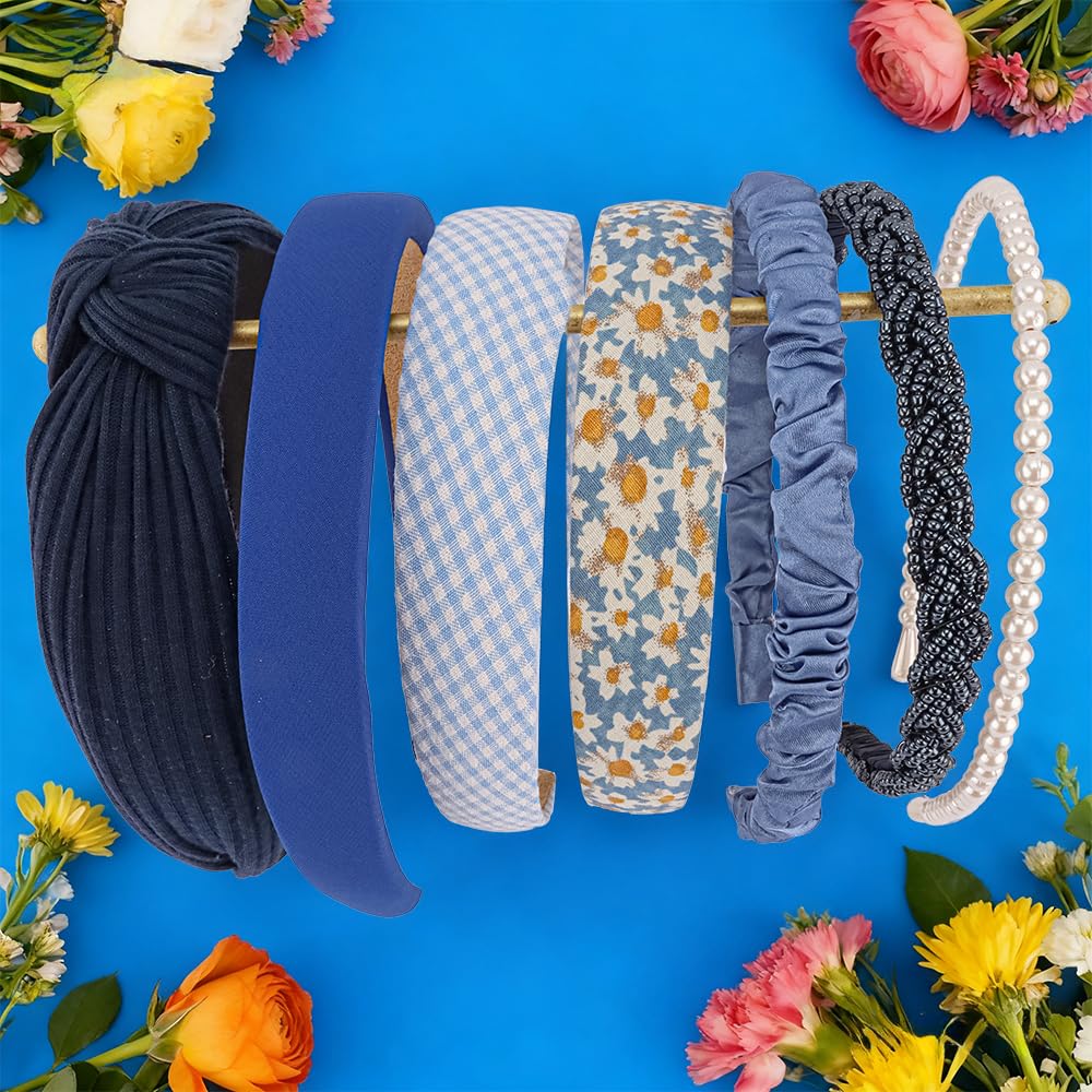 AHONEY model wearing different navy headbands showing versatile styling