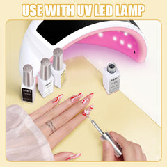 AIBRIT home manicure setup with lined nails showcasing quick DIY design benefit