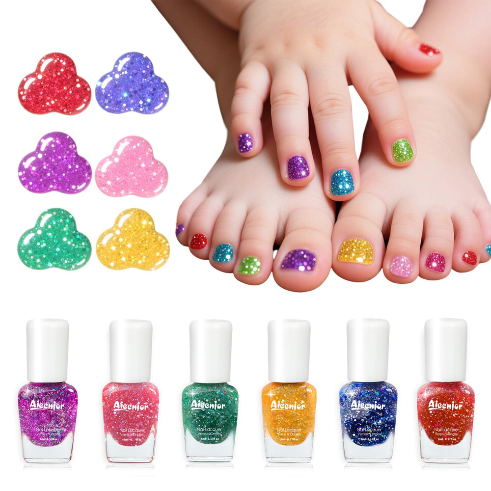 Aieenjor front packaging showing six colorful polish bottles and quick-dry promise
