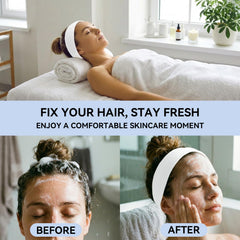 AIHOPESTO headband in use during a facial, keeping hair away cleanly