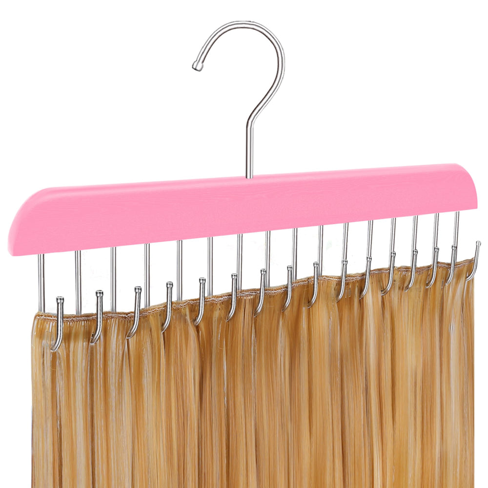 AIHOPESTO front view of pink 16-tooth hanger showing organized weft placement benefits