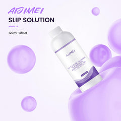 AIJIMEI dual-ended tool close-up showing spatula and brush for precise poly gel work