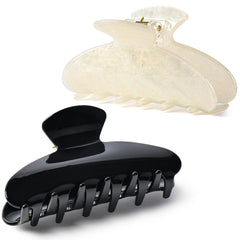 Aileam front view of black and white clips showing polished finish and elegant look
