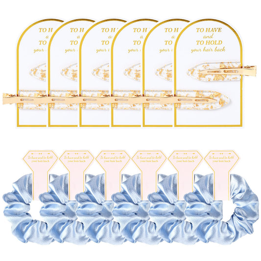 Aileam front packaging showing full blue clip and scrunchie set for gifting