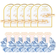 Aileam front packaging showing full blue clip and scrunchie set for gifting