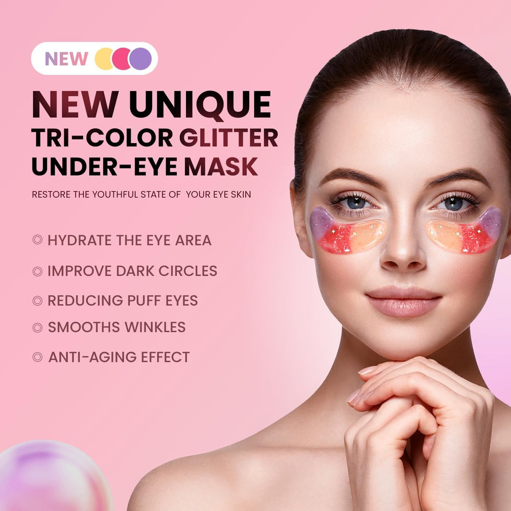 AILEORY under eye patches close-up texture showing gel and glitter