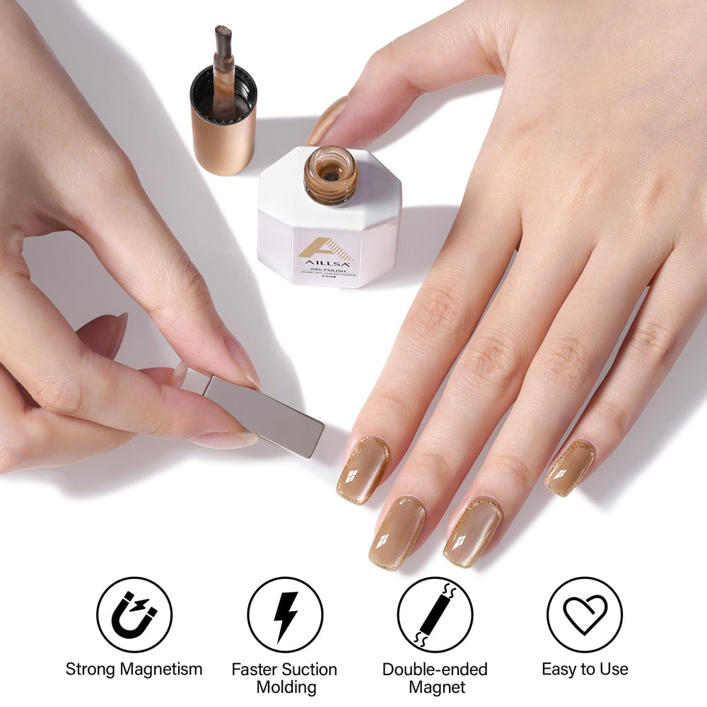 AILLSA close-up fingernail showing crystal cat eye shimmer benefit