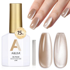 AILLSA bottle front view showing champagne gold gel and easy application