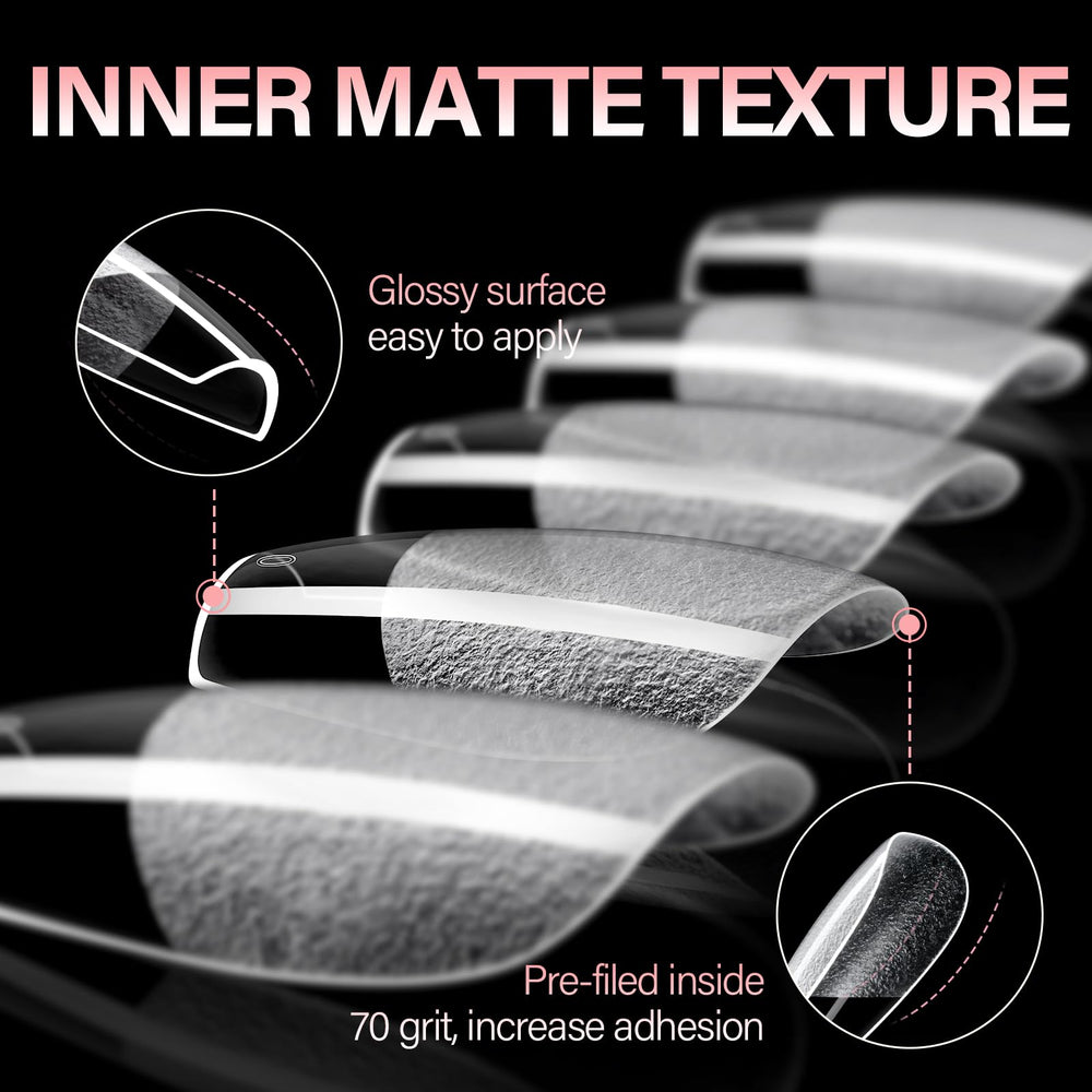 AILLSA close-up of half-matte texture highlighting smoother adhesion and polish grip
