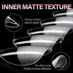 AILLSA close-up half-matte texture highlighting smooth polish application