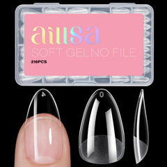 AILLSA front packaging showing 216 clear gel tips and benefits