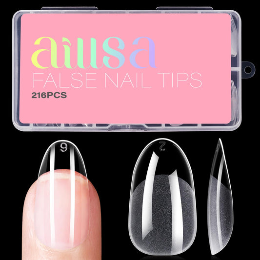 AILLSA front packaging showing 216 clear gelly tips and value