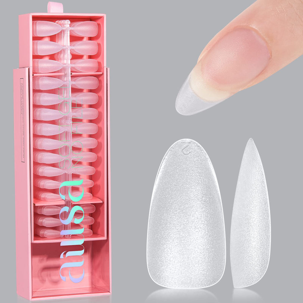 AILLSA front packaging showing 450 matte almond tips, quick kit benefit