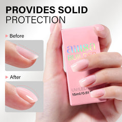 AILLSA before and after nail extension example illustrating strengthened, natural-looking length