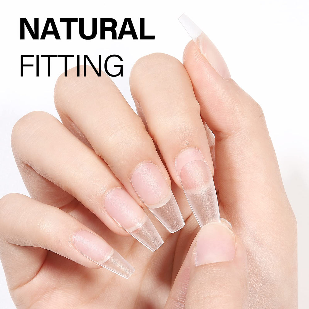 AILLSA applying tip to natural nail under LED lamp for quick strong bond benefit