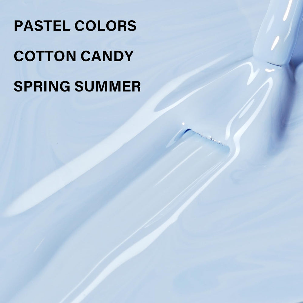 AILLSA nails in a summer setting highlighting pastel blue polish for holiday outfits
