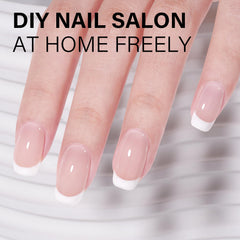 AILLSA polish on natural nails during manicure showing fast cure and glossy finish