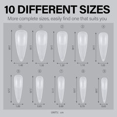 AILLSA polished stiletto tips with gel art showing easy customization and vibrant finish