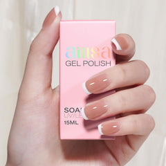 AILLSA on nails close-up revealing translucent pink finish and natural gloss benefit