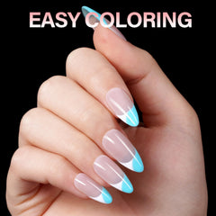 AILLSA applying a tip to a nail, showing easy at-home application