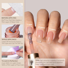 AILLSA swatch on a hand model showing sheer nude finish and natural look