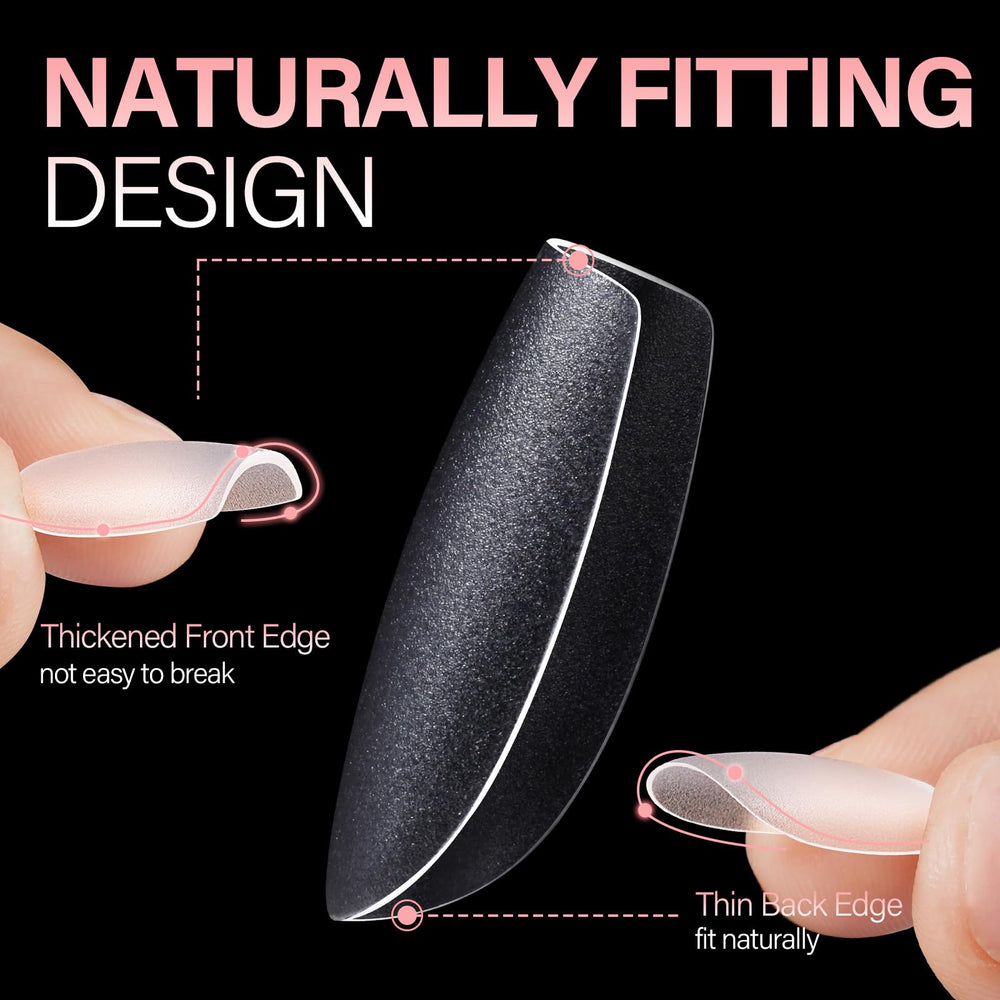 AILLSA finished short coffin nails with polish for a salon-like appearance
