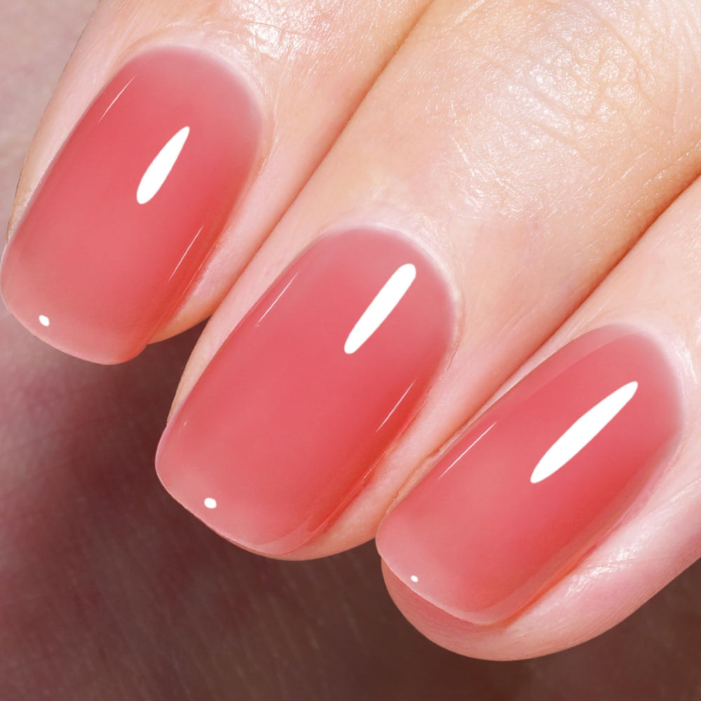 AILLSA bottle front view showing strawberry nude color and label, perfect for home manicures