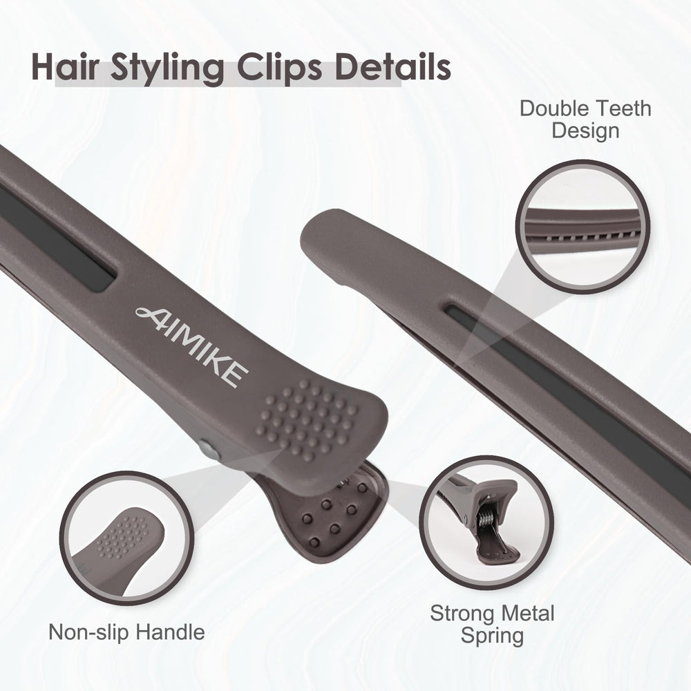 AIMIKE clips securing thick hair in a salon, steady hold for styling